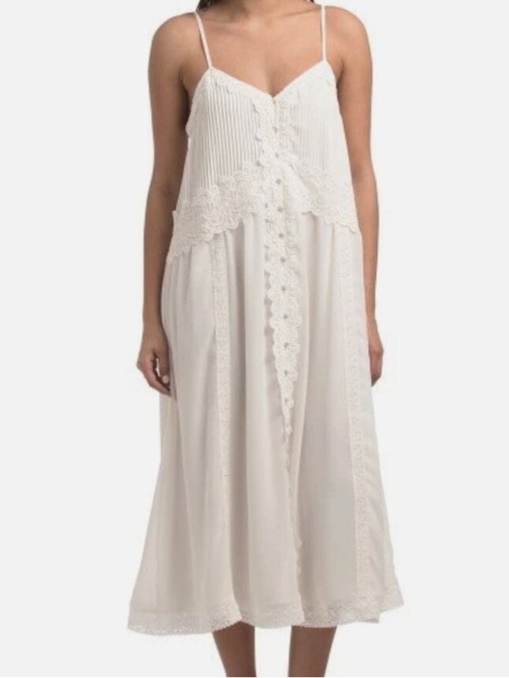 Caroline Constas Anna Ivory Lace-Trim Midi Slip Dress - Picture 3 of 14